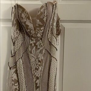 Elegant Beige Lace Dress